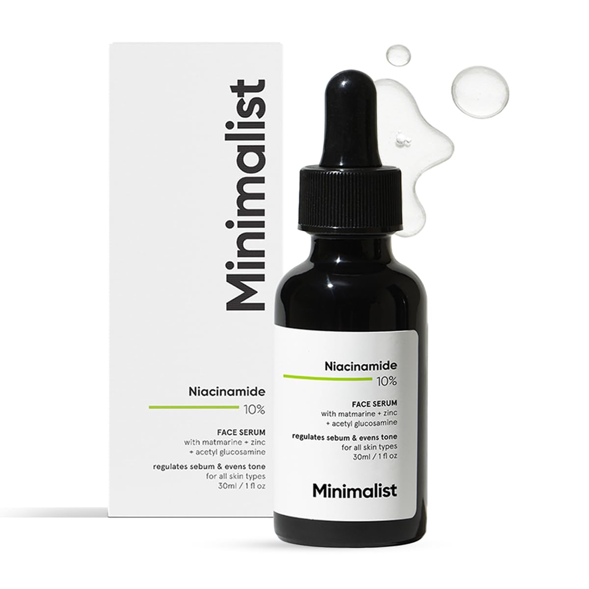 Minimalist 10% Niacinamide Face Serum for Acne Control & Oil Balancing with Zinc | Pore Minimizer for Face | Clears Acne Marks & Blemishes for Even Skin Tone | For Women & Men | 1 Fl Oz / 30 ml